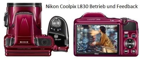 Nikon Coolpix L830 Betrieb und Feedback