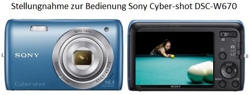 Stellungnahme zur Bedienung Sony Cyber-shot DSC-W670