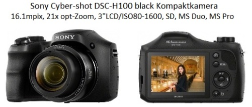 Sony Cyber-shot DSC-H100 black Kompaktkamera (16.1mpix, 21x opt-Zoom, 3